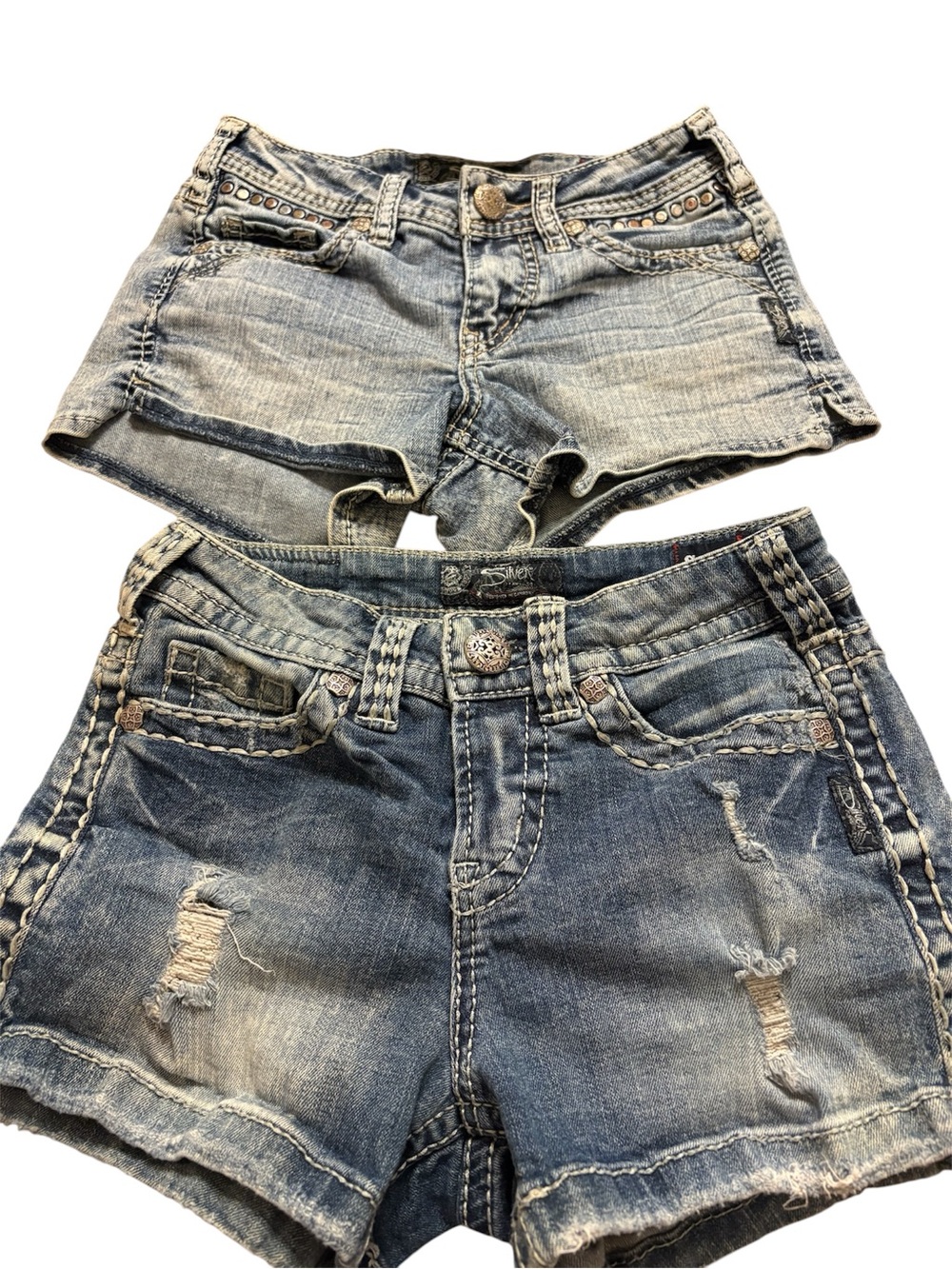 Silver Jeans Blue Distressed Denim Jean Shorts Pair